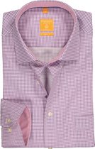 Redmond Modern Fit overhemd - roze - blauw mini dessin (contrast) - Strijkvriendelijk - Boordmaat: 39/40