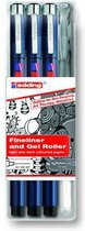 edding 1800 precisie-fineliner set - 3 fineliners en 1 gelroller - Handletteringset - 0.25-0.7 mm punt