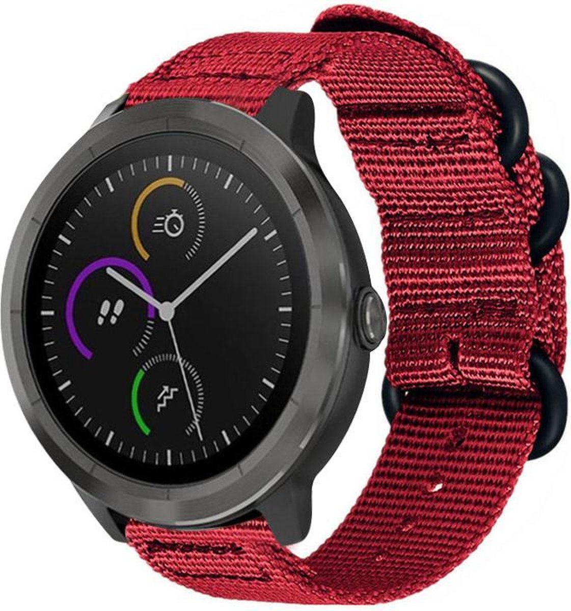 Strap-it Nylon gesp bandje - geschikt voor Garmin Vivoactive 4 45mm / Garmin Venu 2 - rood