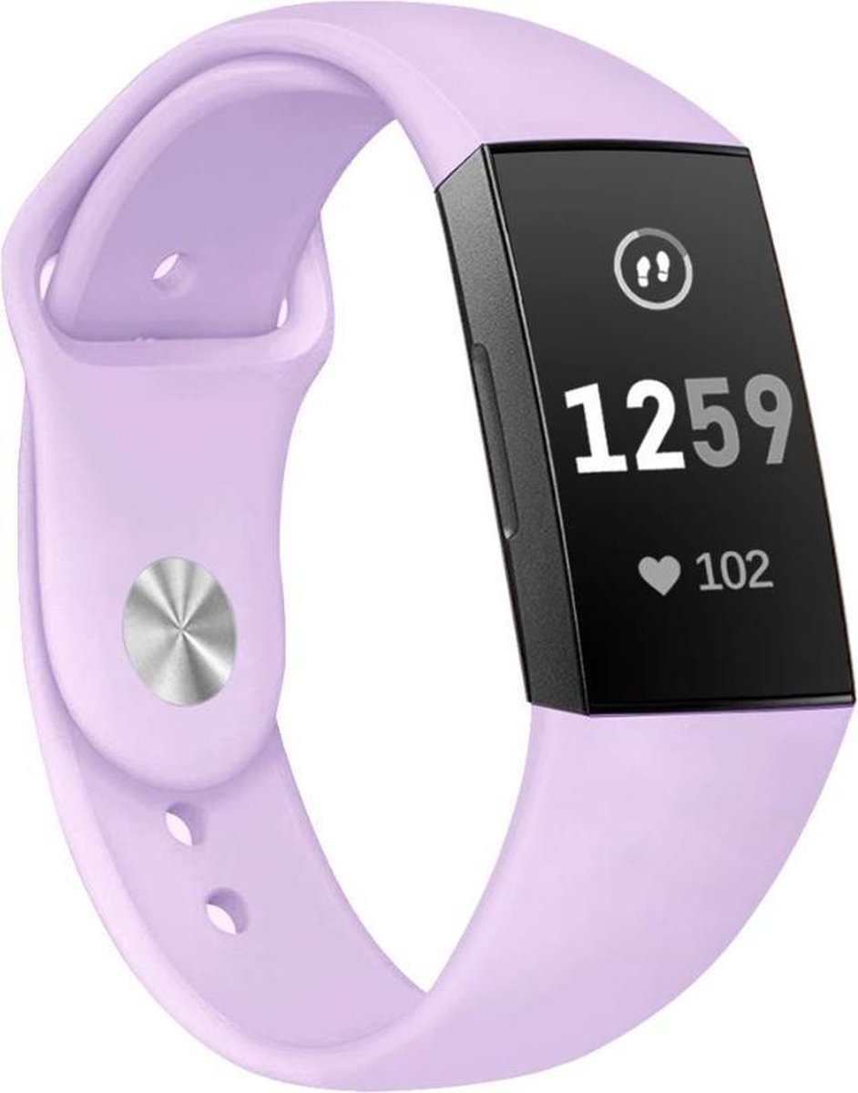 geschikt voor Fitbit geschikt voor Fitbit Charge 3 sport band - lavendel - Maat S
