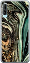 Huawei P Smart Pro hoesje - Marble khaki - Siliconen - Soft Case Telefoonhoesje - Marmer - Groen