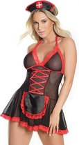 Nurse Babydoll - Black/Red - Maat O/S