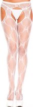Panty Met Open Kruis En Strikjesprint - Wit - One Size (S-M 34 - 38)