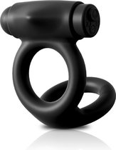 Vibrating Silicone Cock & Ball C-Ring - Black - Cock Rings -