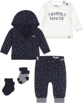 Dirkje Noppies Bio Basic SET(5delig) Blauw Vest, Broek met print, Shirt en sokken - Maat 62