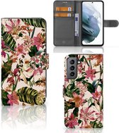 GSM Hoesje Geschikt voor Samsung Galaxy S21 FE Fotohoesje ontwerpen Flowers