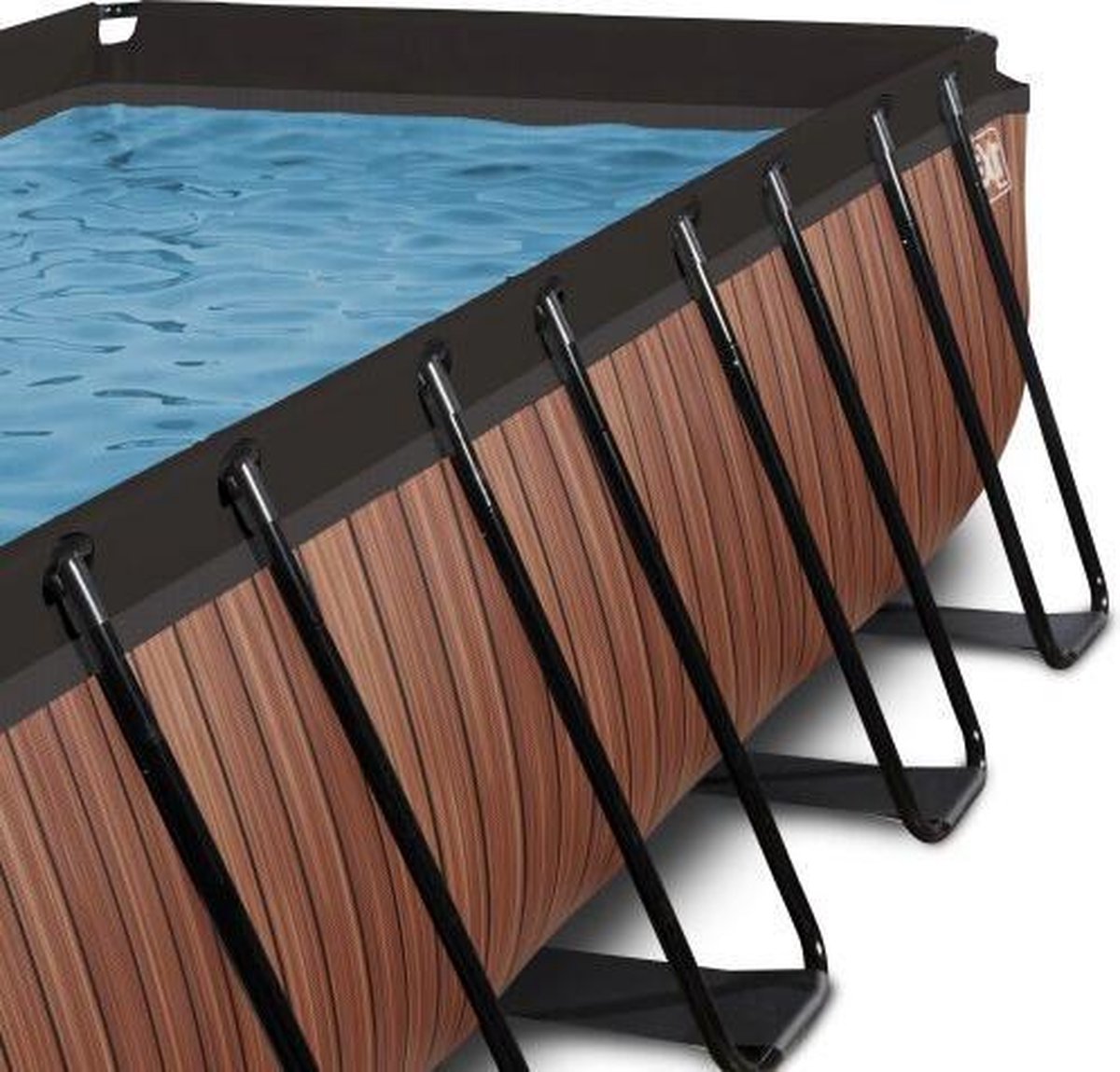 Piscine EXIT Black Leather Avec Dôme 400x200x122 Cm - Grande Piscine Avec Pompe à Sable, Pompe à Chaleur Et Échelle - Noir