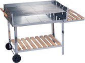 Houtskool Barbecue Trolley - Grilloppervlak (LxB) 98 x 56 cm - Extra Werkplek - RVS