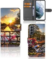 Bookcase Geschikt voor Samsung Galaxy S21 FE Telefoon Hoesje Amsterdamse Grachten