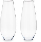 Set van 2x stuks bloemenvazen van glas 17 x 39 cm - Glazen transparante vazen