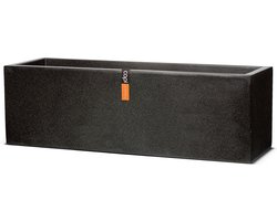 Capi Europe - Bloembak rechthoek laag Terrazzo - 88x28x28 - Zwart - Bloempot voor buiten - FIT962