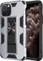 Hoesje geschikt voor iPhone 11 Pro Max - Backcover - Rugged Armor - Kickstand - Extra valbescherming - Shockproof - TPU - Zilver