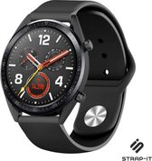 Siliconen Smartwatch bandje - Geschikt voor  Huawei Watch GT / GT 2 sport bandje - zwart - 46mm - Strap-it Horlogeband / Polsband / Armband