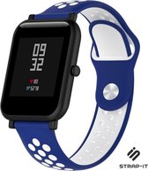 Siliconen Smartwatch bandje - Geschikt voor  Xiaomi Amazfit Bip sport band - blauw/wit - Strap-it Horlogeband / Polsband / Armband