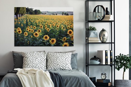 Peintures sur toile - Tournesol - Colline - Printemps - 120x80 cm - Décoration murale