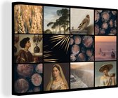 Canvas Schilderij Collage - Oude meesters - Kleuren - 90x60 cm - Wanddecoratie