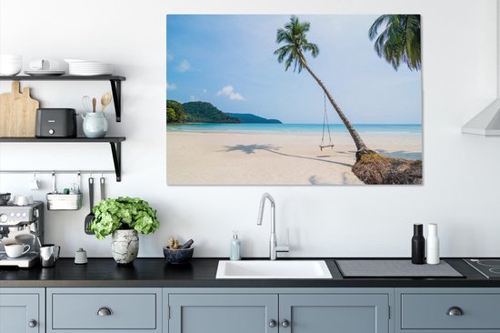 Tableau sur Toile Plage - Palmiers - Balançoire - 120x80 cm - Décoration murale