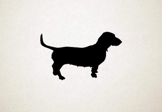 Silhouette hond - Basset Artesien Normand - XS - 6x10cm - Zwart - wanddecoratie
