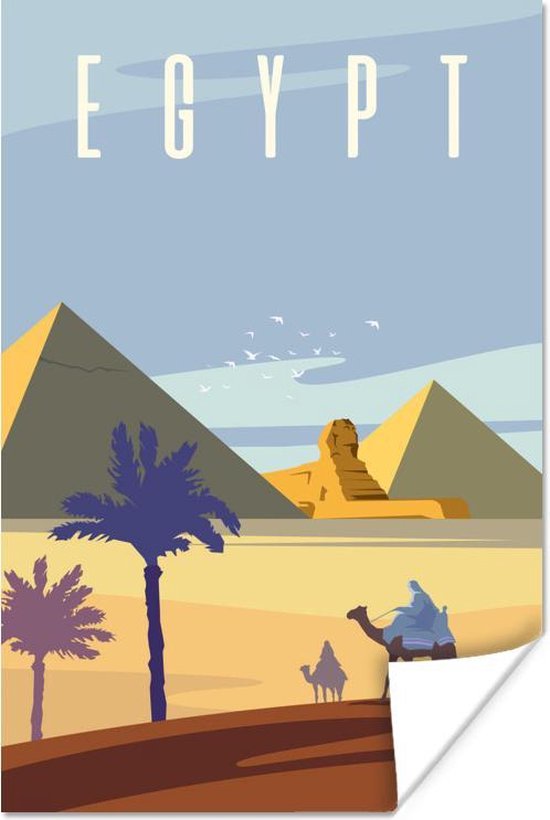 Poster Illustratie van een woestijn in Egypte - 20x30 cm