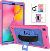 Voor Galaxy Tab A 10.1 (2019) T510 Contrastkleur Silicone + PC Combinatie Case met houder (Rose Red + Blue)