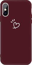 Voor iPhone XS Max Three Dots Love-heart Pattern Colorful Frosted TPU Phone Protective Case (Wine Red)