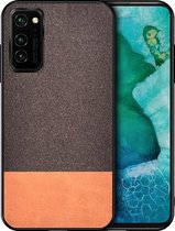 Voor Huawei Honor V30 schokbestendige splitsing PU + doektextuur PC + TPU beschermhoes (bruin)