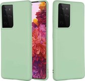 Voor Samsung Galaxy S21 Ultra 5G Pure Color Vloeibare siliconen schokbestendige volledige dekking hoes (groen)