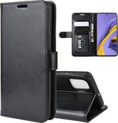 Voor Galaxy A51 R64 textuur enkele horizontale flip beschermhoes met houder & kaartsleuven & portemonnee & fotolijst (zwart)