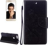 Voor Huawei Honor 8 Flowers Embossing Horizontale Flip Leather Case met houder & kaartsleuven & Wallet & Lanyard (zwart)