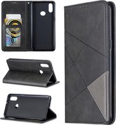 Voor Galaxy A10s Rhombus Texture Horizontal Flip Magnetische lederen tas met houder en kaartsleuven (zwart)