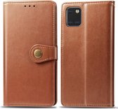 Voor Galaxy Note10 Lite / A81 / M60s Retro effen kleur lederen gesp Mobiele telefoon lederen beschermhoes met fotolijst en kaartsleuf & portemonnee en beugelfunctie (bruin)