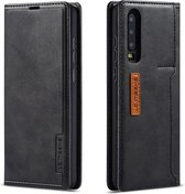Voor Huawei P30 LC.IMEEKE LC-001-serie PU + TPU kleuraanpassing berijpte horizontale flip lederen tas met houder en kaartsleuf (zwart)