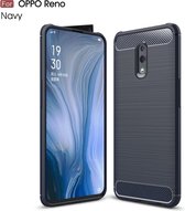 Brushed Texture Carbon Fibre TPU Case voor OPPO Reno (Navy Blue)