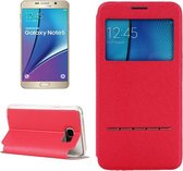 Effen kleur horizontale flip lederen tas met houder en nummerherkenning voor Galaxy Note 5 / N920 (rood)