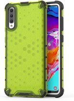 Schokbestendige honingraat pc + tpu case voor Galaxy A70 (groen)