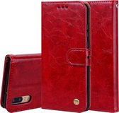 Voor Huawei P20 Business Style Oil Wax Texture Horizontal Flip Leather Case met houder & kaartsleuven & portemonnee (rood)