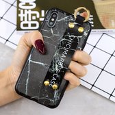 Marble Pattern Shockproof TPU Case voor iPhone XS Max, met polsband & houder (zwart)