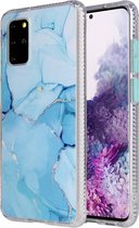 Voor Samsung Galaxy S20 + Coloured Glaze Marble TPU + PC beschermhoes (blauw)