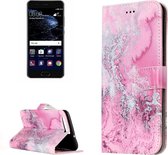 Voor Huawei P10 roze zeewaterpatroon Horizontale flip lederen beschermhoes met houder en kaartsleuven en portemonnee