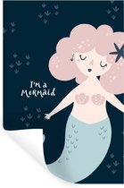 Stickers muraux - Sticker Foil - Sirène - Citation - Enfant - Rose - Filles - Bébé - 40x60 cm - Film Adhésif - Stickers muraux Muraux Chambre Enfant - Papier Peint Autocollant