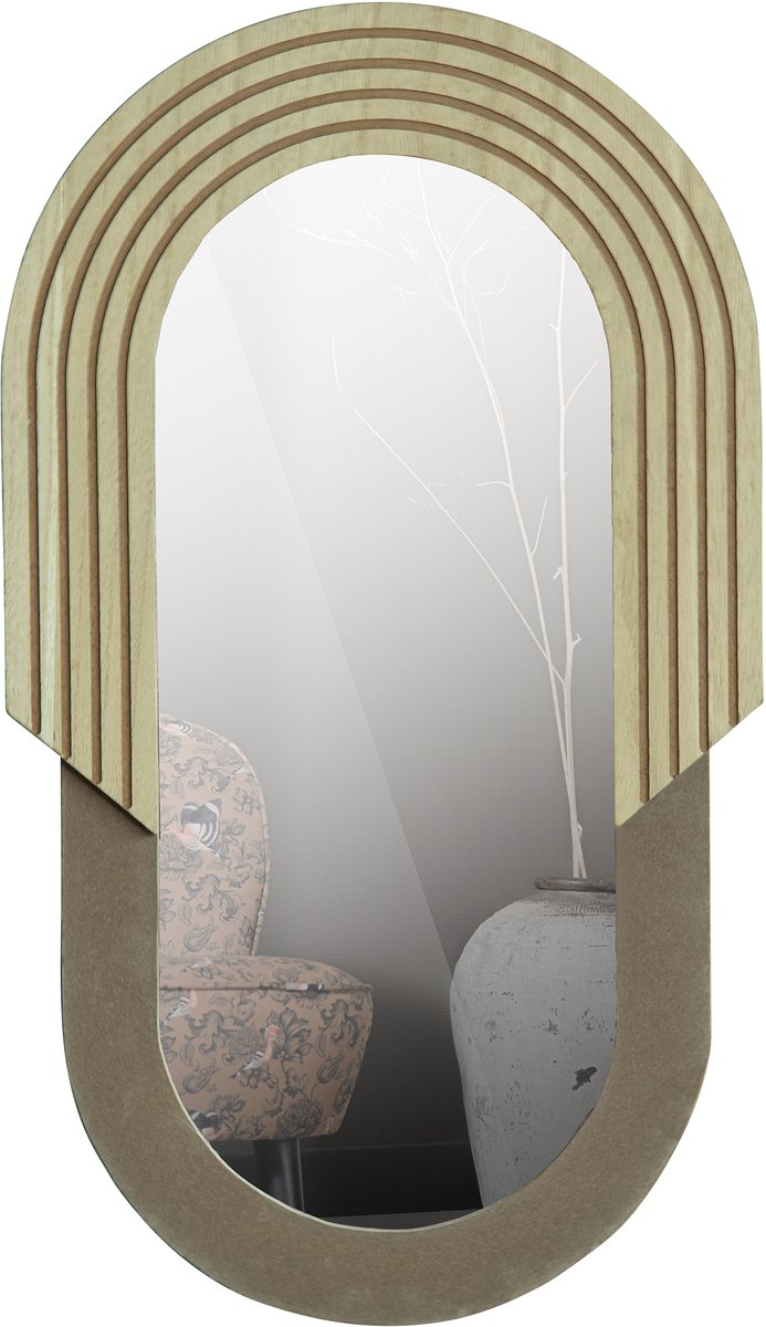 WOOOD Exclusive Hailey Spiegel Ovaal - Mdf/Glas - Naturel - 58x33x1,5