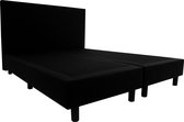 Bedworld Boxspring 160x210 zonder Matras - 2 Persoons Bed - Massieve Box met Luxe Hoofdbord - Zwart