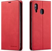 Voor Galaxy A20 Forwenw Dream Series Oil Edge Strong Magnetism Horizontal Flip Leather Case met houder & kaartsleuven & Wallet & Photo Frame (rood)