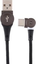 USB naar USB-C / Type-C draaibare connector Gevlochten datakabel, kabellengte: 1 m