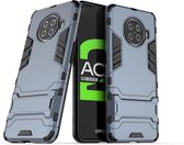 Voor OPPO ACE 2 PC + TPU schokbestendige beschermhoes met houder (marine)