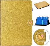 Voor lenovo tab m10 plus x606f glitter poeder liefde gesp horizontale flip lederen case met houder & kaartsleuven (goud)
