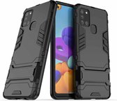 Voor Galaxy A21s PC + TPU schokbestendige beschermhoes met houder (zwart)