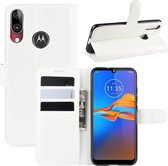 Voor MOTO E6 Plus Litchi Texture horizontale flip lederen tas met portemonnee en houder en kaartsleuven (wit)