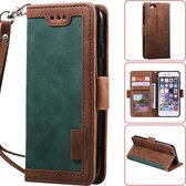 Voor iPhone 6 plus retro splicing horizontale flip lederen tas met kaartsleuven en houder en portemonnee (groen)