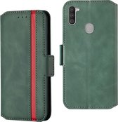 Voor Galaxy A11 vintage matte olierand horizontale flip lederen tas met beugel en kaartsleuven (groen)